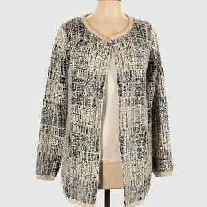 Forever 21 Black and Cream Fuzzy Cardigan Sweater